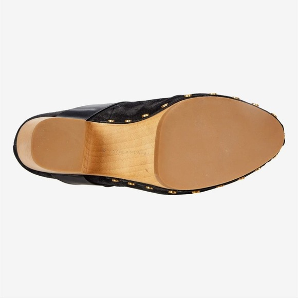 Veronica Beard Dacey buckled studded black suede stacked heel clogs size 9.5 new - Picture 10 of 11